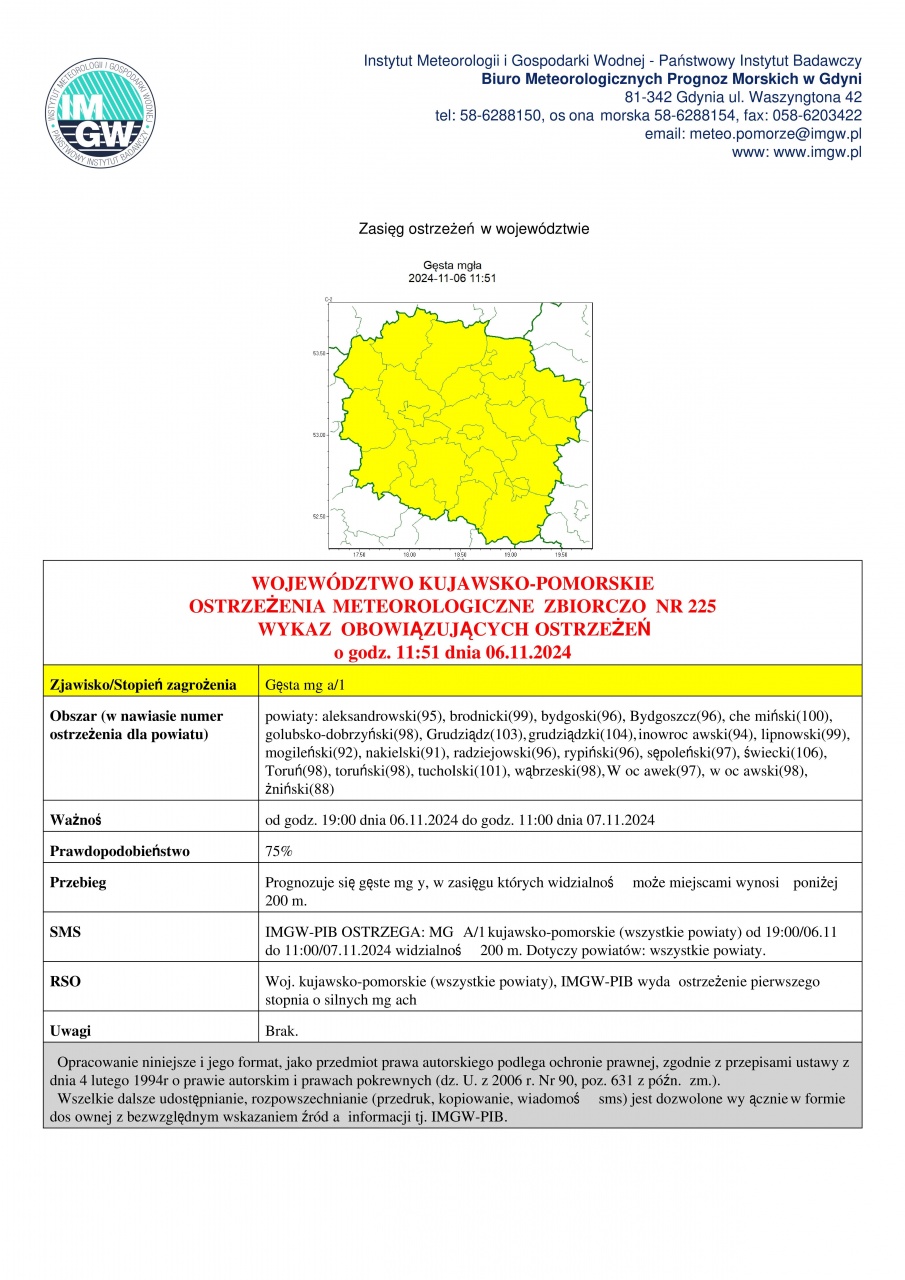 OSTRZEŻENIE METEOROLOGICZNE